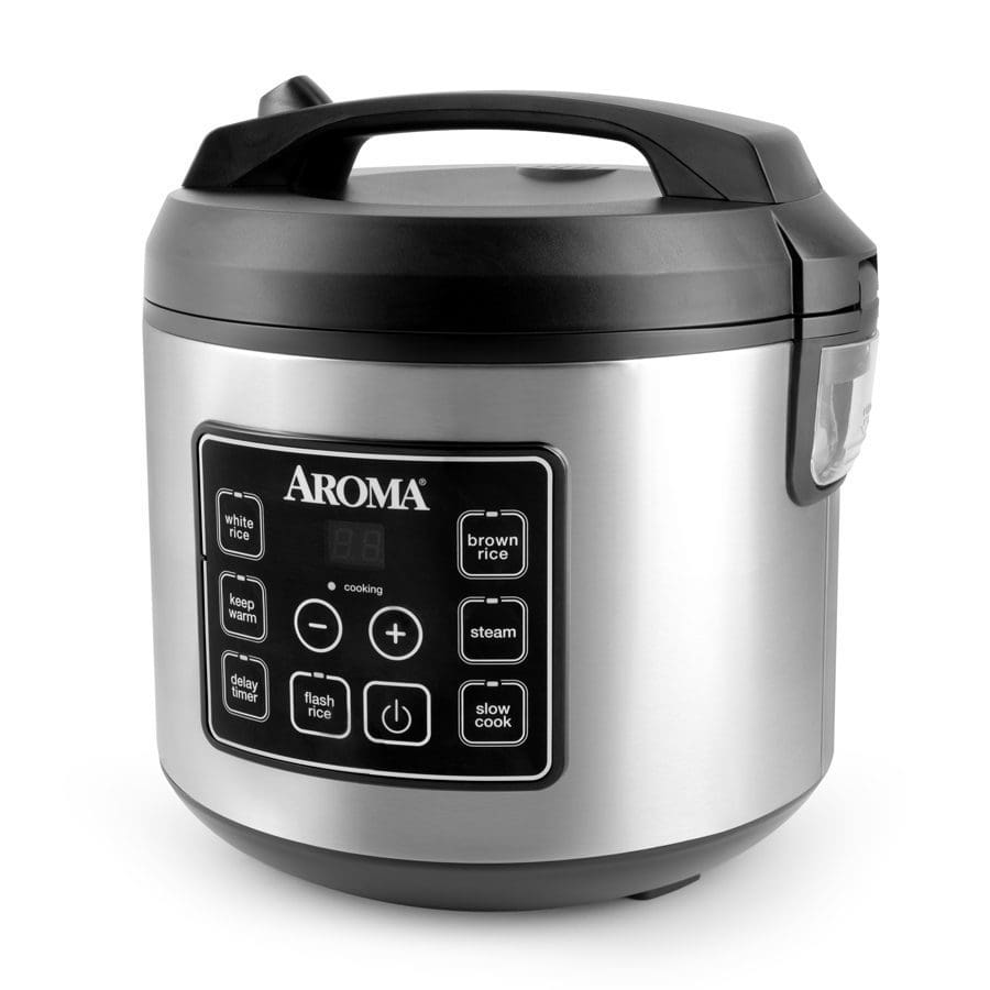 Aroma Housewares 20 Cup Cooked (10 cup uncooked) Digital Rice Cooker, Slow  Cooker, Food Steamer, SS Exterior (ARC-150SB),Black