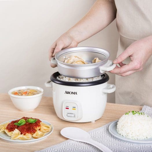 Mini Rice & Grain Cooker/Food Steamer 1Qt. White | AROMA