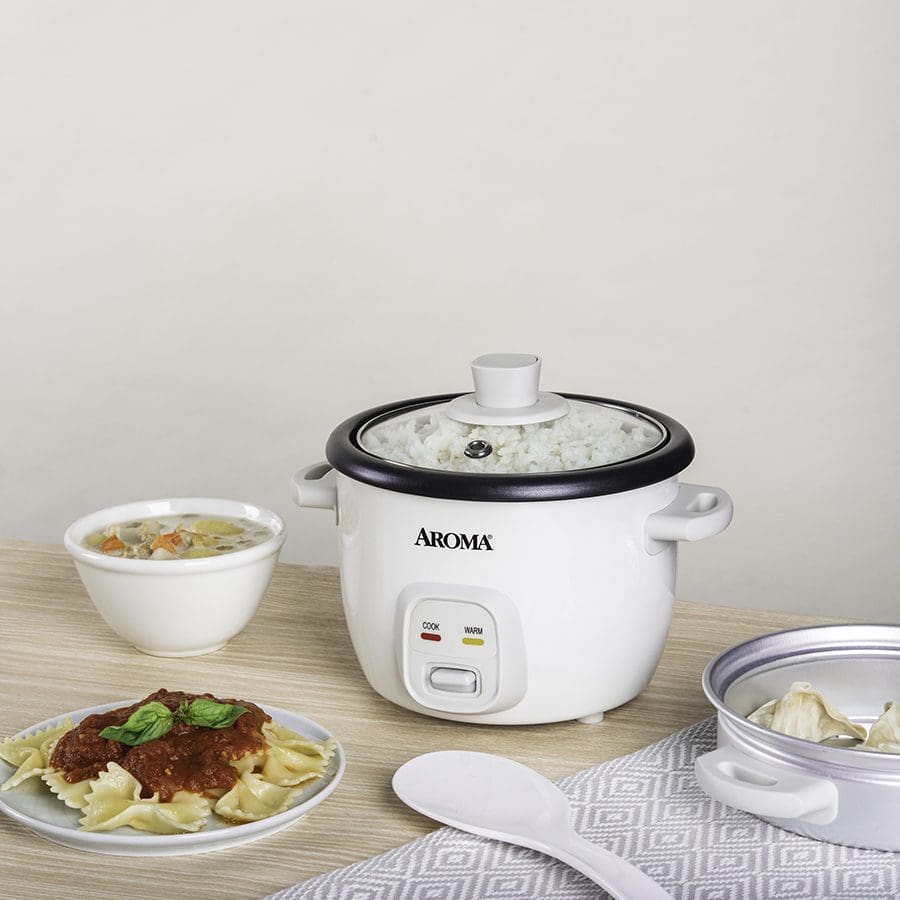 Aroma 4-Cups (Cooked) / 1qt. Rice & Grain Cooker (arc-302-1ng), White