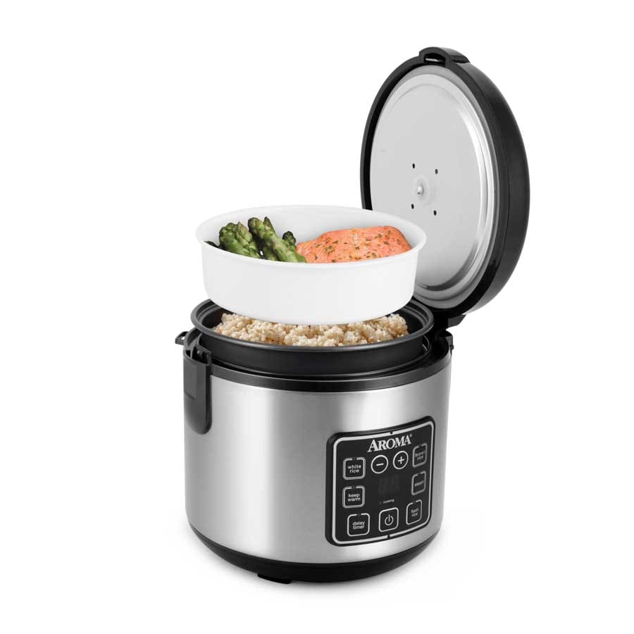 AROMA Digital Rice Cooker, 4-Cup (Uncooked) / 8-Cup (Cooked), Steamer,  Grain Cooker, Multicooker, 2 Qt, Stainless Steel Exterior, ARC-914SBD