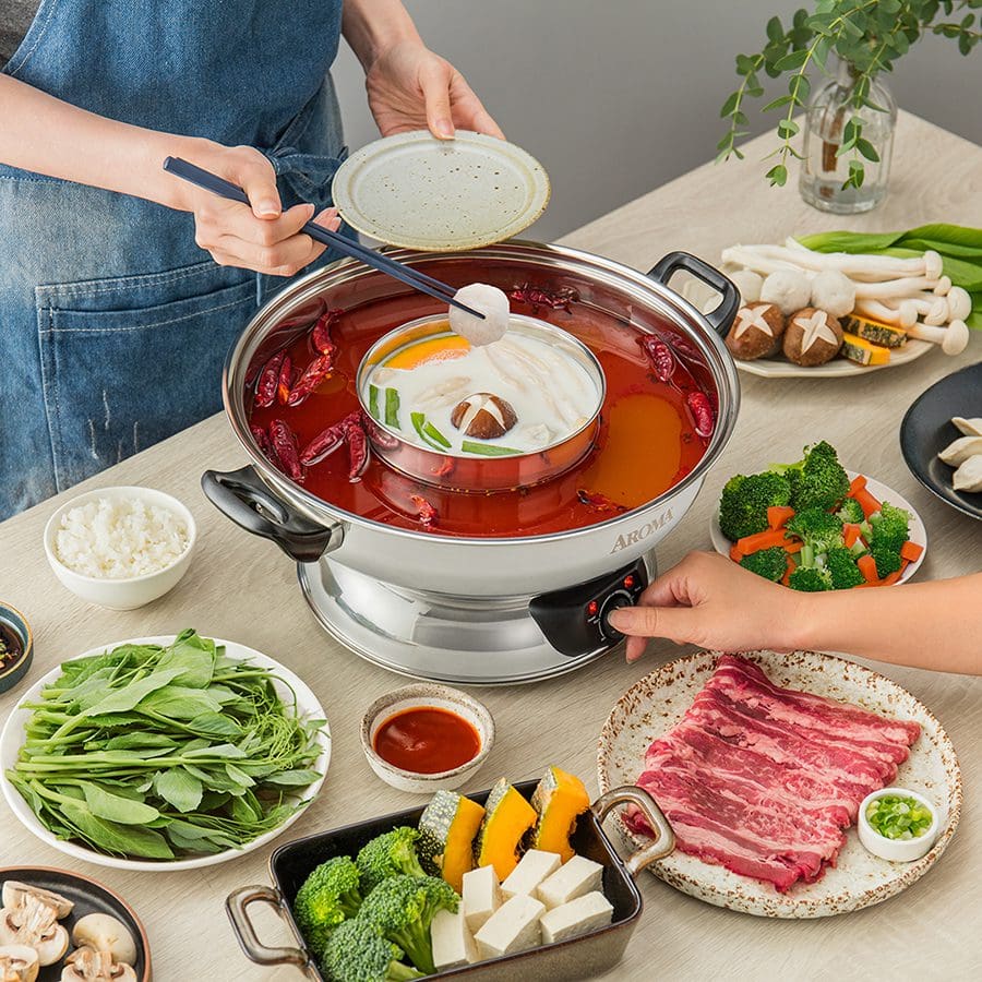 Stainless Steel Divided Hot Pot Pan ,Two Flavor Soup Pot with
