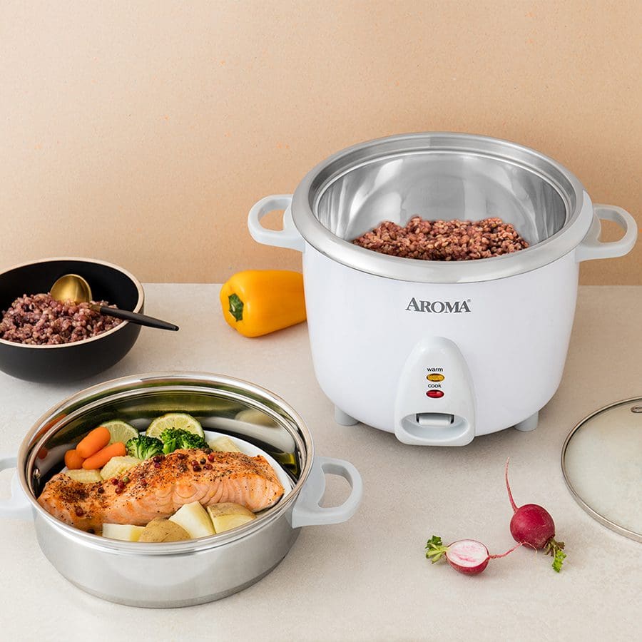 Aroma Simply Stainless 6-Cup (Cooked) Rice Cooker, White by Aroma